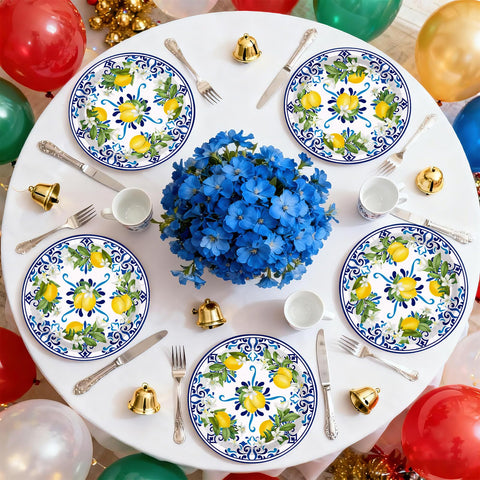50 Pcs 10-inch Capri Lemon Party Paper Plates - Grencian