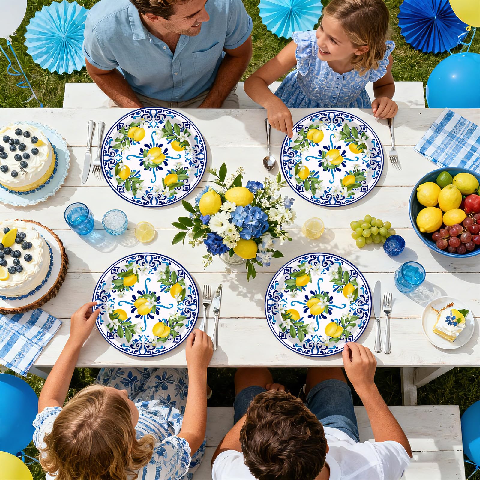 50 Pcs 10-inch Capri Lemon Party Paper Plates - Grencian