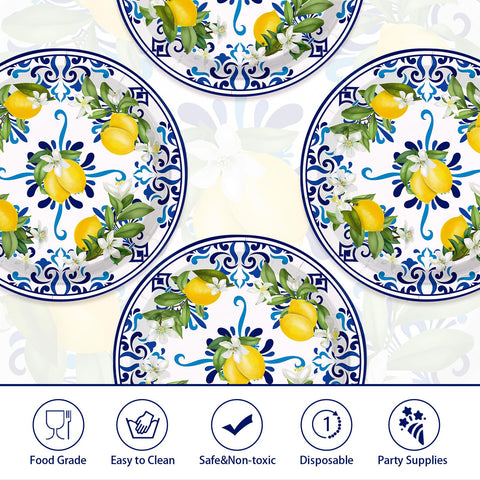50 Pcs 10-inch Capri Lemon Party Paper Plates - Grencian