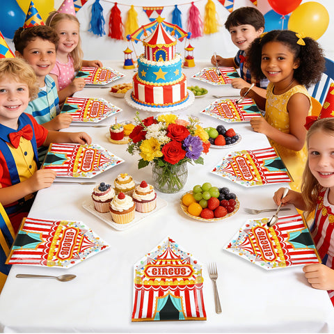 50 Pcs 10-inch Carnival Circus Party Paper Plates - Grencian