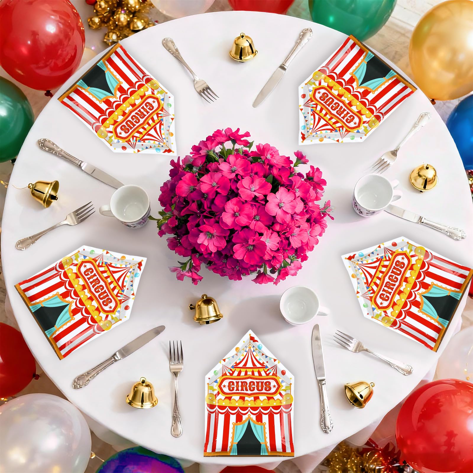 50 Pcs 10-inch Carnival Circus Party Paper Plates - Grencian