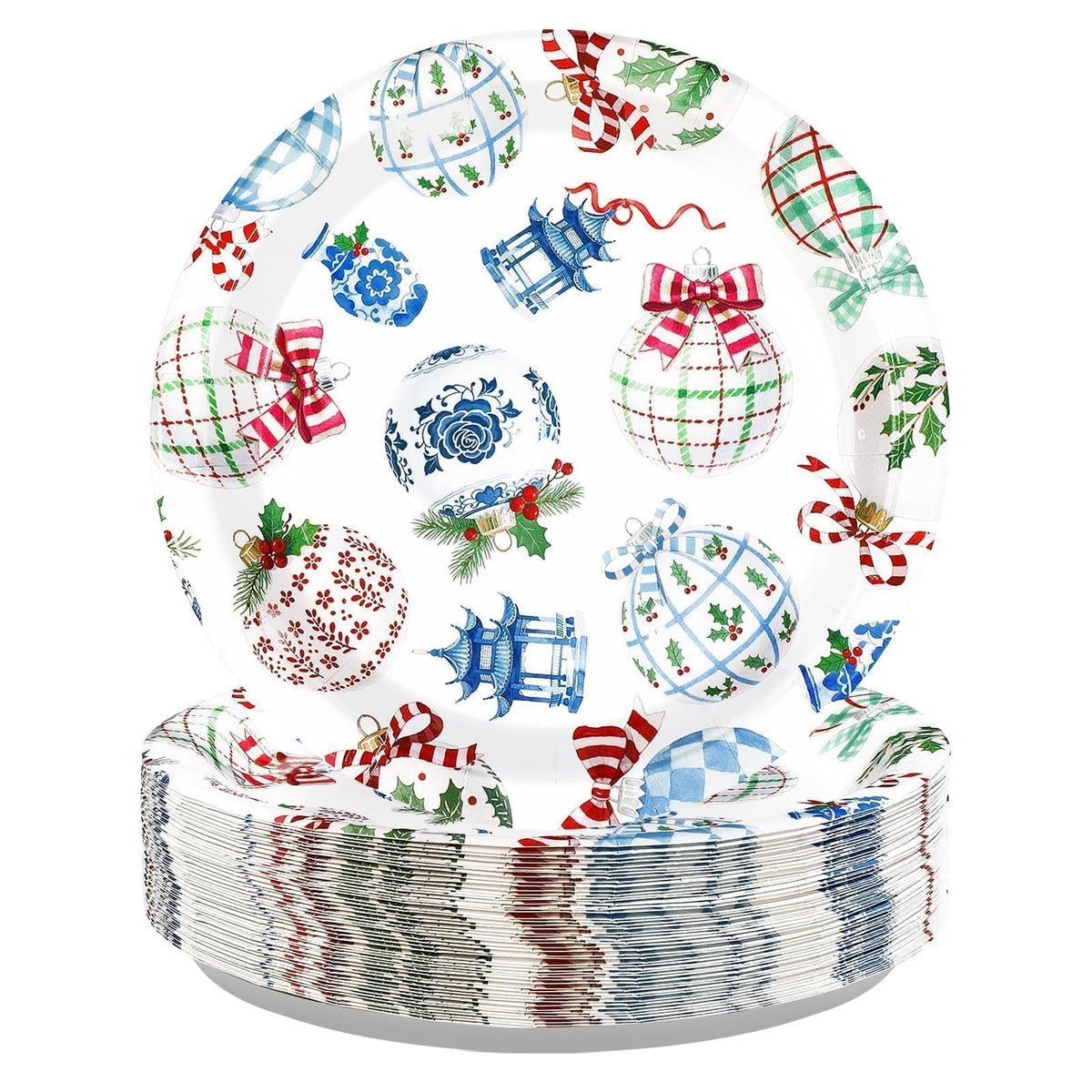 50 Pcs 10-inch Christmas Bauble Party Paper Plates - Grencian
