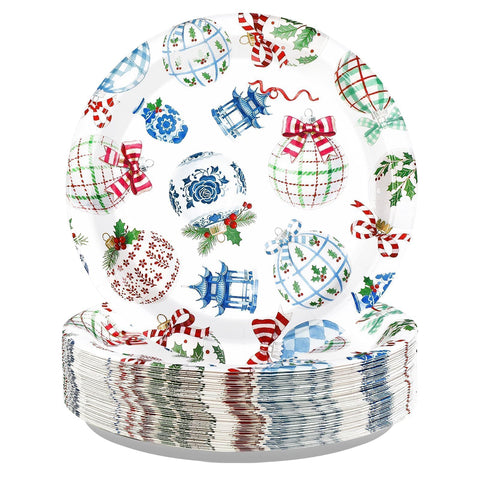 50 Pcs 10-inch Christmas Bauble Party Paper Plates - Grencian