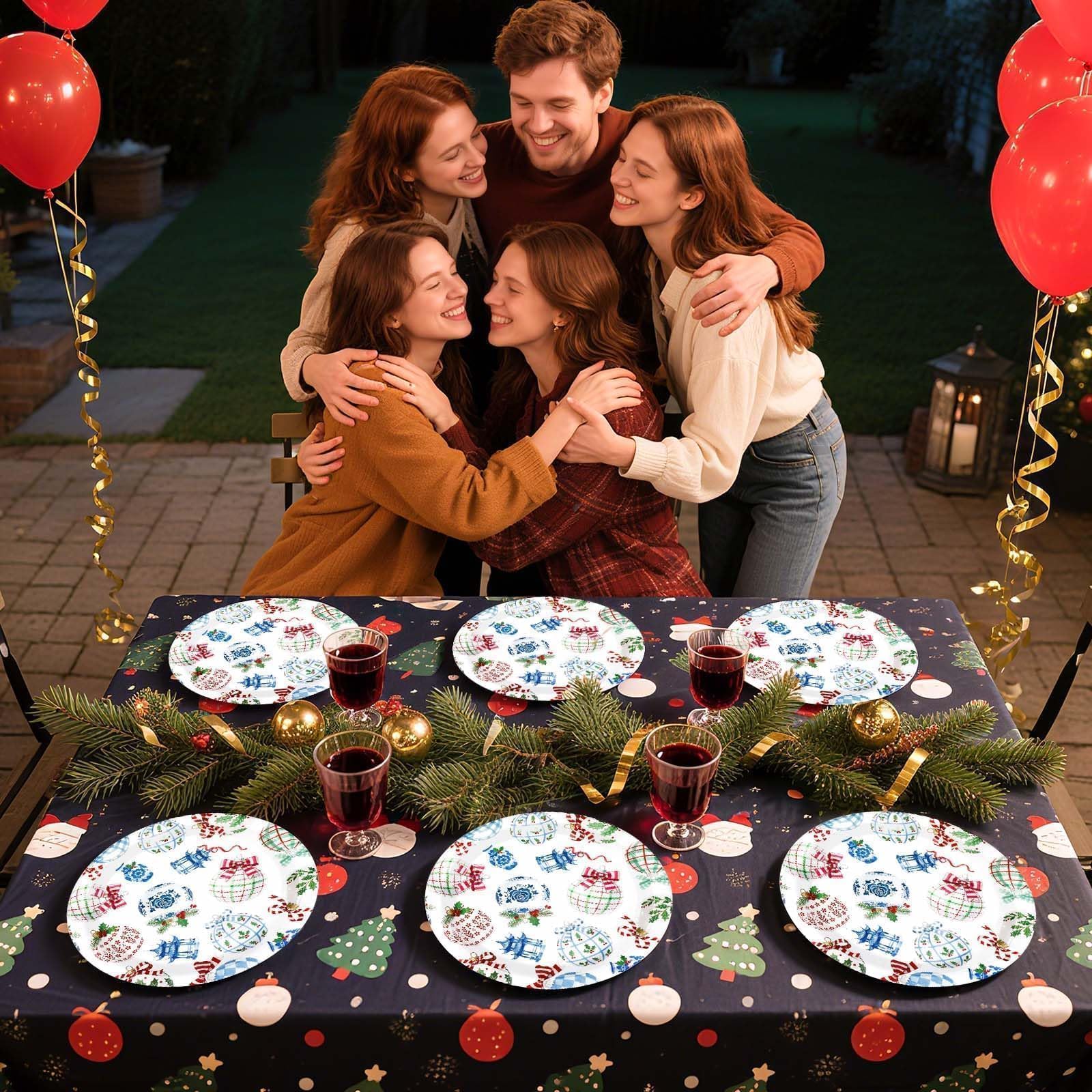 50 Pcs 10-inch Christmas Bauble Party Paper Plates - Grencian