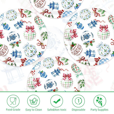 50 Pcs 10-inch Christmas Bauble Party Paper Plates - Grencian