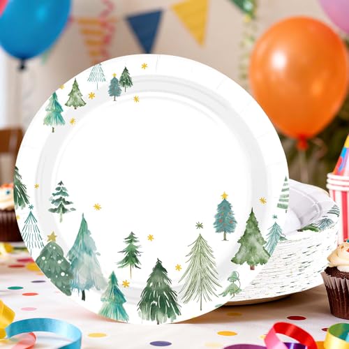 50 Pcs 10-inch Christmas Tree Party Paper Plates - Grencian