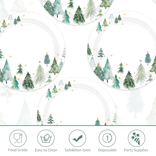 50 Pcs 10-inch Christmas Tree Party Paper Plates - Grencian