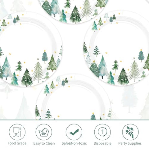 50 Pcs 10-inch Christmas Tree Party Paper Plates - Grencian
