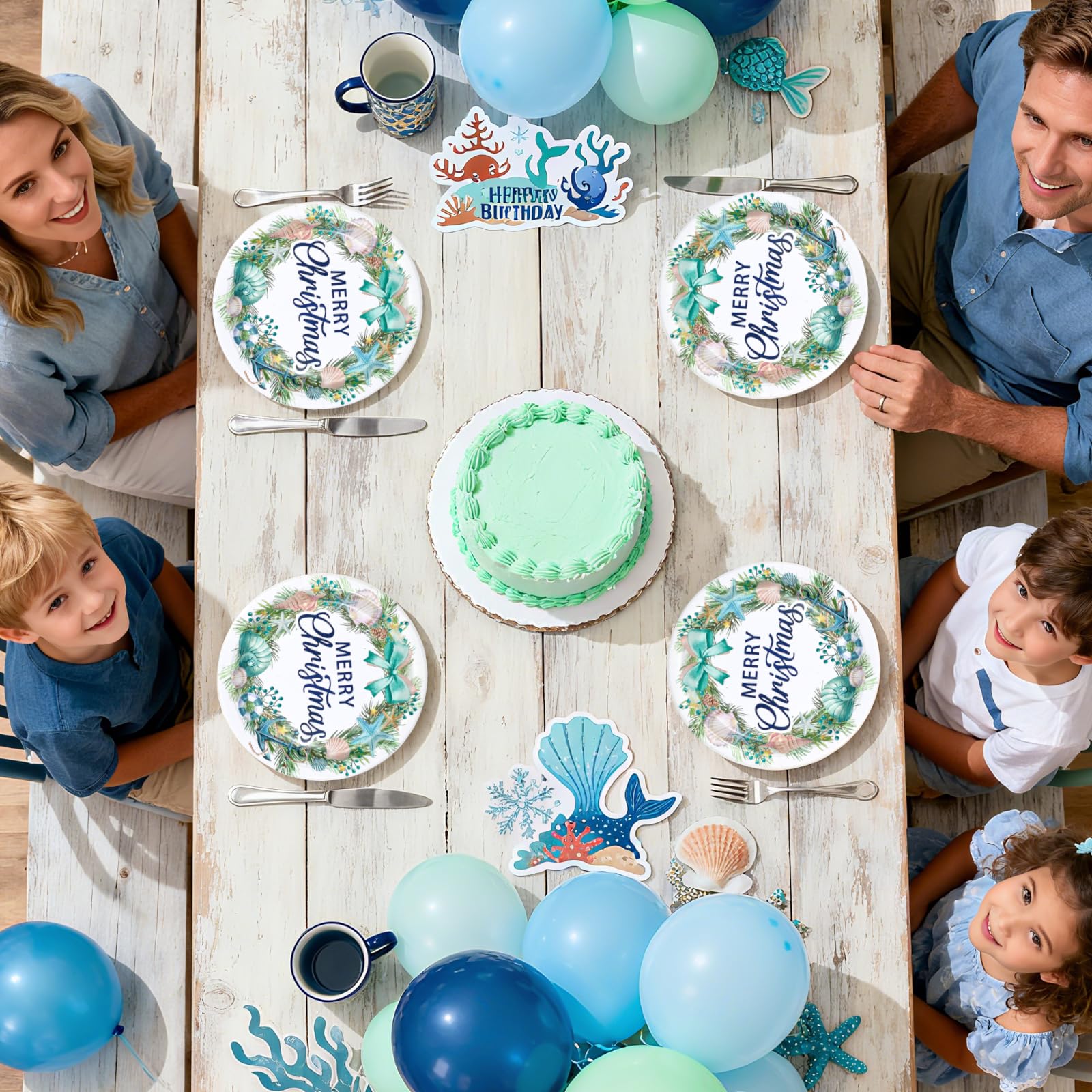 50 Pcs 10 Inch Christmas Wreath Party Paper Plates - Grencian