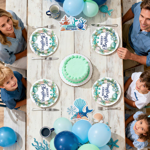 50 Pcs 10 Inch Christmas Wreath Party Paper Plates - Grencian