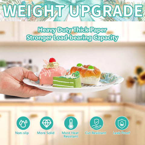 50 Pcs 10 Inch Christmas Wreath Party Paper Plates - Grencian