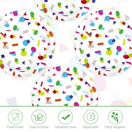 50 Pcs 10-inch Confetti Birthday Party Paper Plates - Grencian