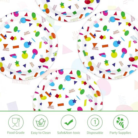 50 Pcs 10-inch Confetti Birthday Party Paper Plates - Grencian