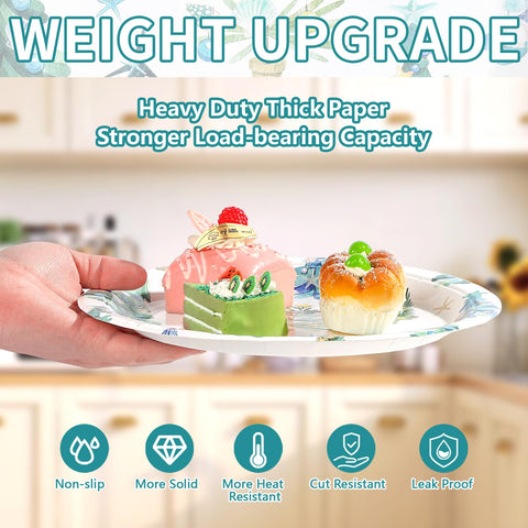 50 Pcs 10 Inch Sea Shell Xmas Tree Party Paper Plates - Grencian