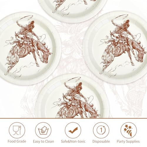 50 Pcs 10-inch Western Cowboy Party Paper Plates - Grencian