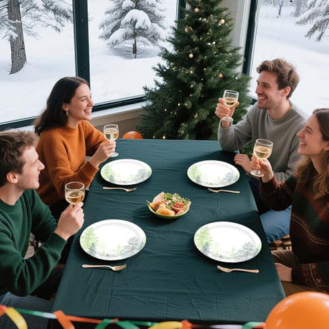 50 Pcs 10-inch Winter Pine Tree Party Paper Plates - Grencian