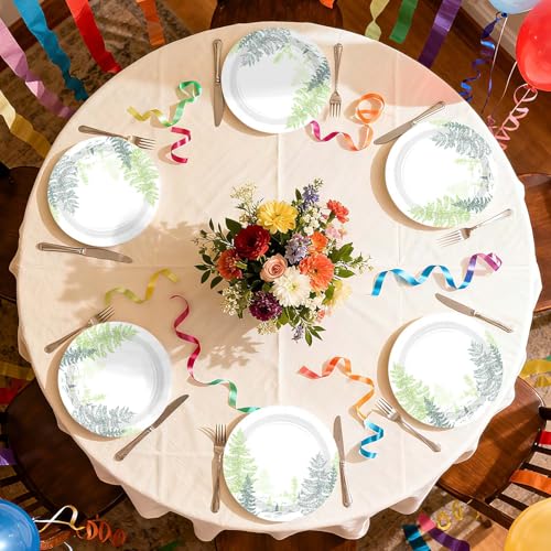 50 Pcs 10-inch Winter Pine Tree Party Paper Plates - Grencian