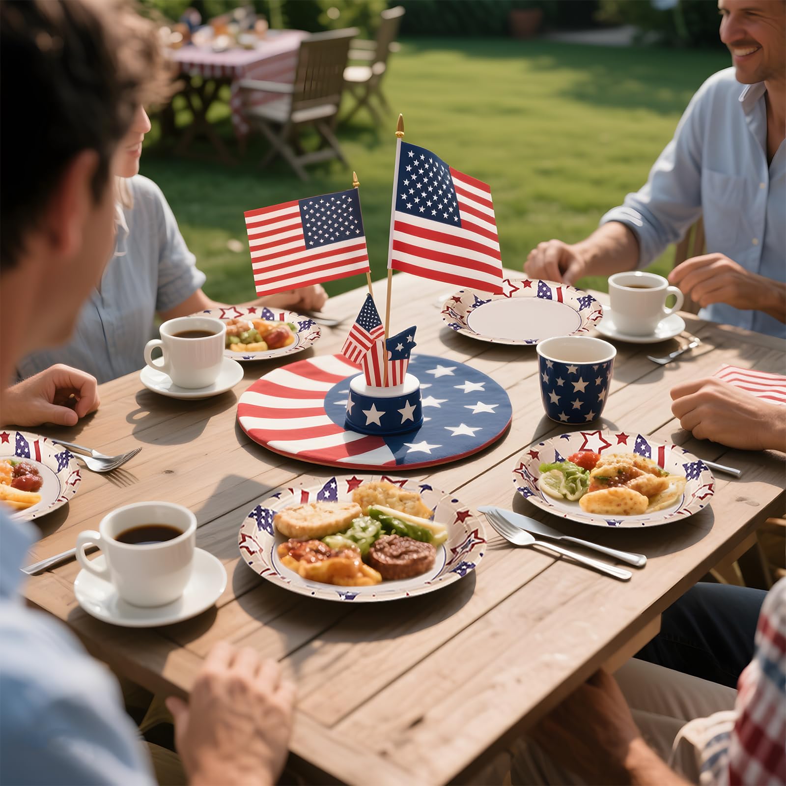 50 Pcs 4th of July Stars Party Paper Plates - Grencian