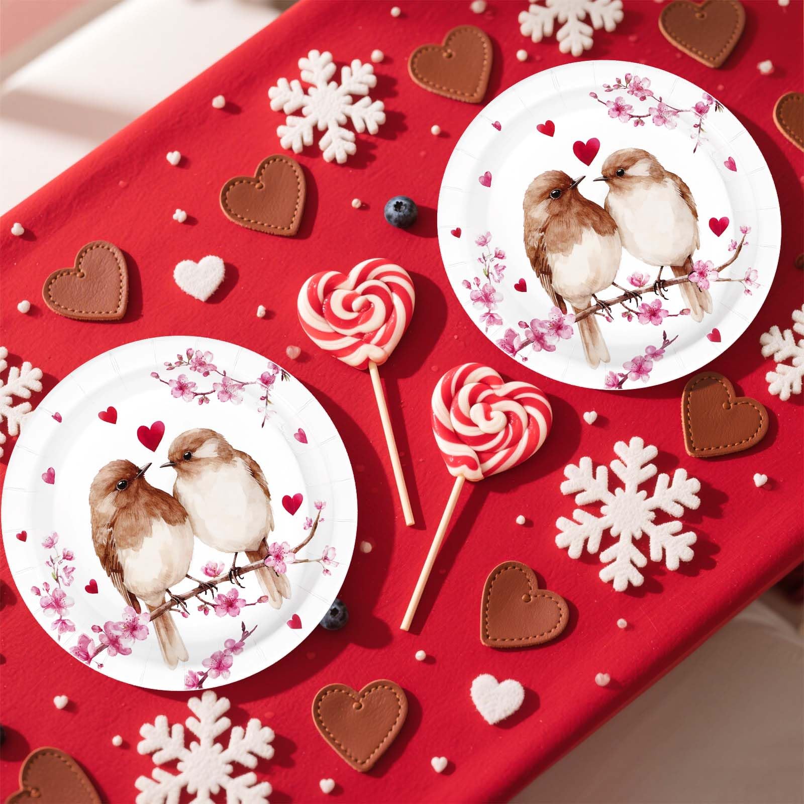 50 Pcs 7-inch Couple Bird Party Paper Plates - Grencian