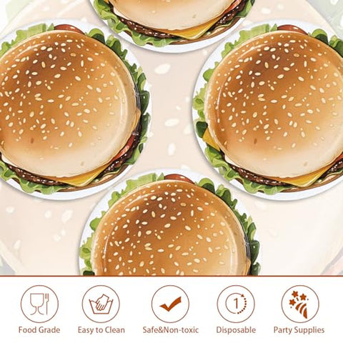 50 Pcs 7-inch Hamburger Party Paper Plates - Grencian