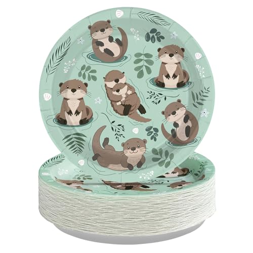 50 Pcs 7-inch Sea Otters Party Paper Plates - Grencian