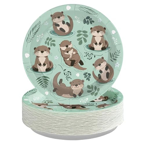 50 Pcs 7-inch Sea Otters Party Paper Plates - Grencian