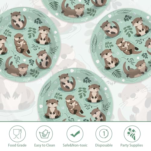 50 Pcs 7-inch Sea Otters Party Paper Plates - Grencian