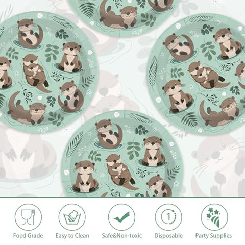 50 Pcs 7-inch Sea Otters Party Paper Plates - Grencian