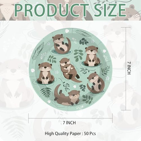 50 Pcs 7-inch Sea Otters Party Paper Plates - Grencian