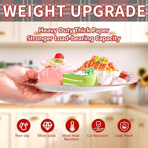 50 Pcs 9 Inch Buffalo Plaid Santa Claus Party Paper Plates - Grencian