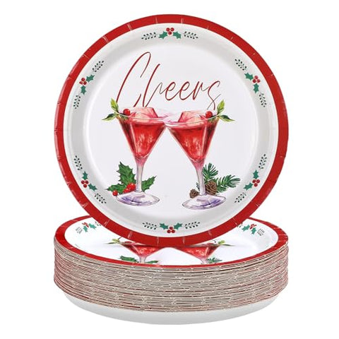 50 Pcs 9 Inch Cheers Cocktail Party Paper Plates - Grencian