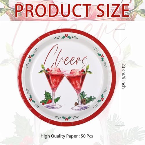 50 Pcs 9 Inch Cheers Cocktail Party Paper Plates - Grencian