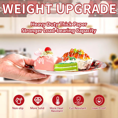 50 Pcs 9 Inch Christmas Black Santa Party Paper Plates - Grencian