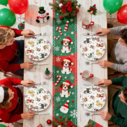 50 Pcs 9 Inch Christmas Dog Party Paper Plates - Grencian