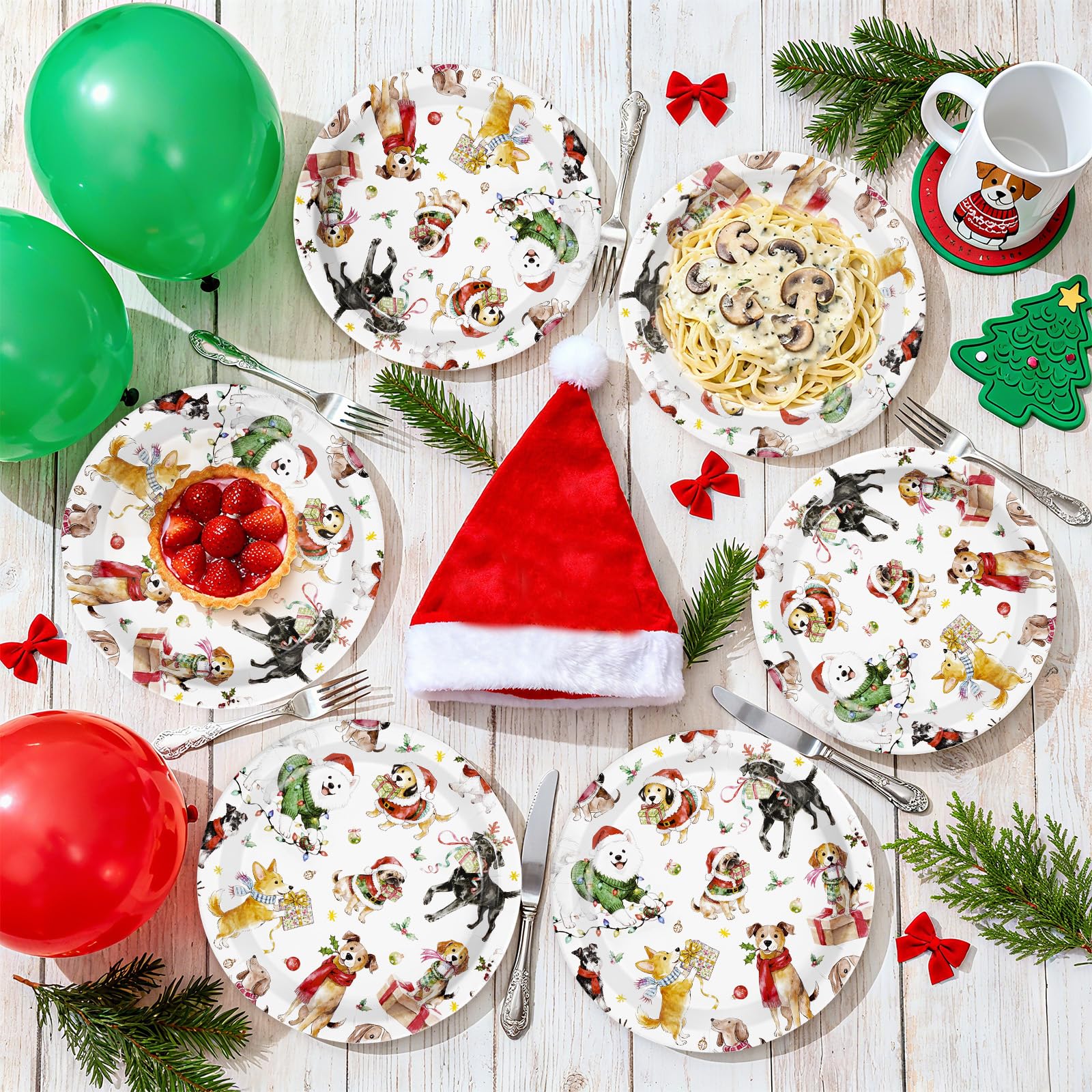 50 Pcs 9 Inch Christmas Dog Party Paper Plates - Grencian