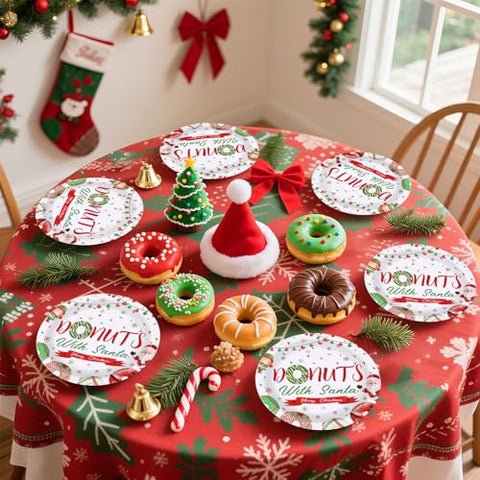 50 Pcs 9 Inch Christmas Donut Party Paper Plates - Grencian