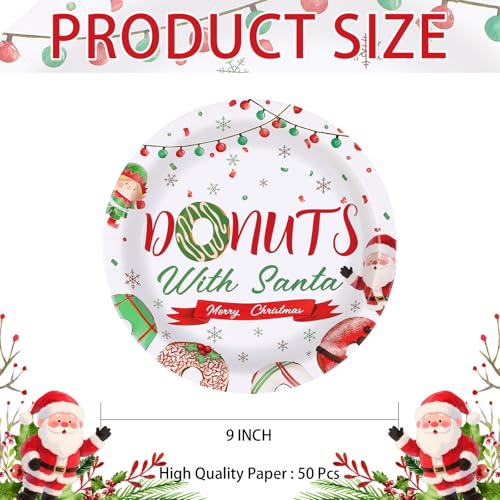 50 Pcs 9 Inch Christmas Donut Party Paper Plates - Grencian