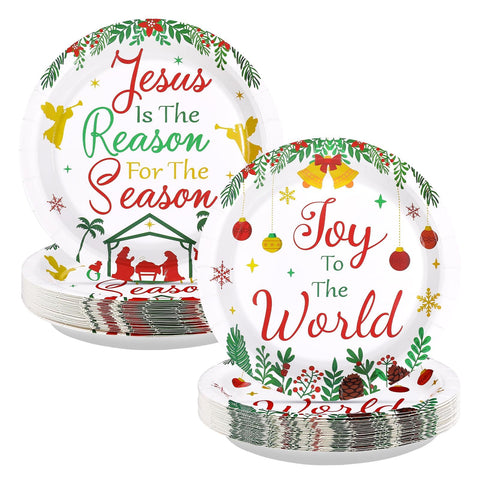 50 Pcs 9 Inch Christmas Nativity Party Paper Plates - Grencian