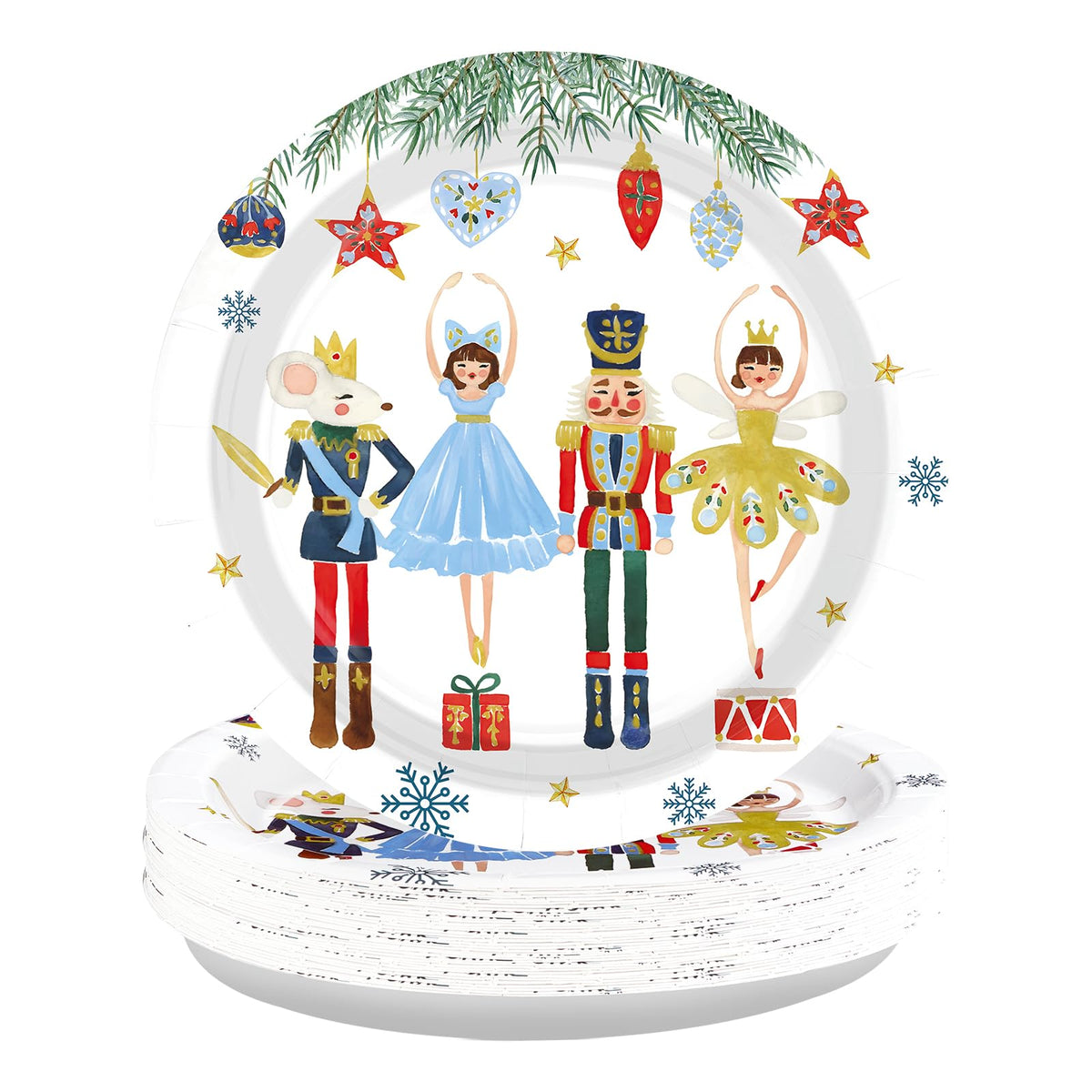 50 Pcs 9 Inch Christmas Nutcracker Party Paper Plates - Grencian