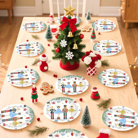 50 Pcs 9 Inch Christmas Nutcracker Party Paper Plates - Grencian