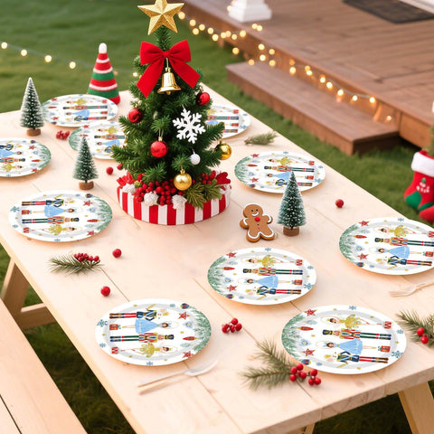 50 Pcs 9 Inch Christmas Nutcracker Party Paper Plates - Grencian