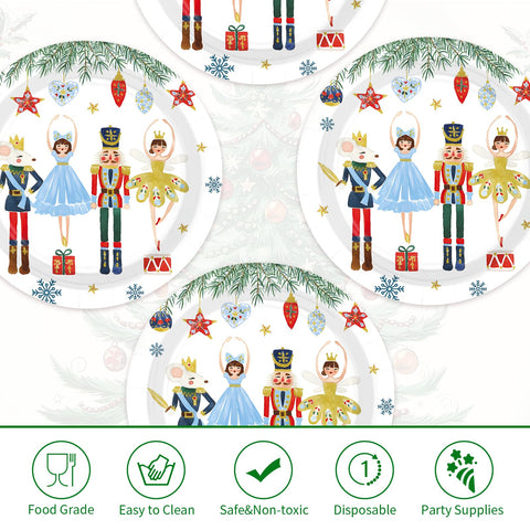 50 Pcs 9 Inch Christmas Nutcracker Party Paper Plates - Grencian