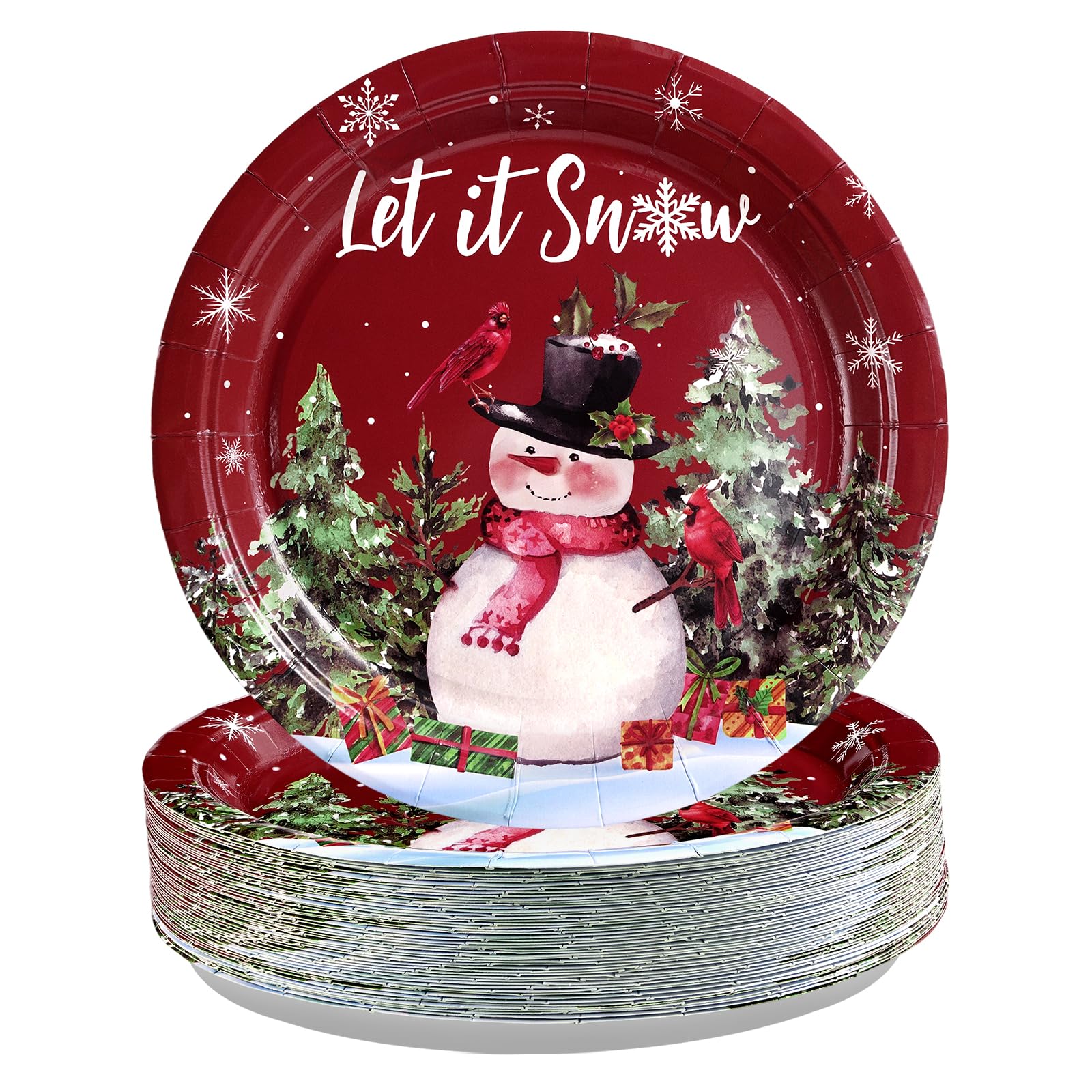 50 Pcs 9 Inch Christmas Snowman Party Paper Plates - Grencian
