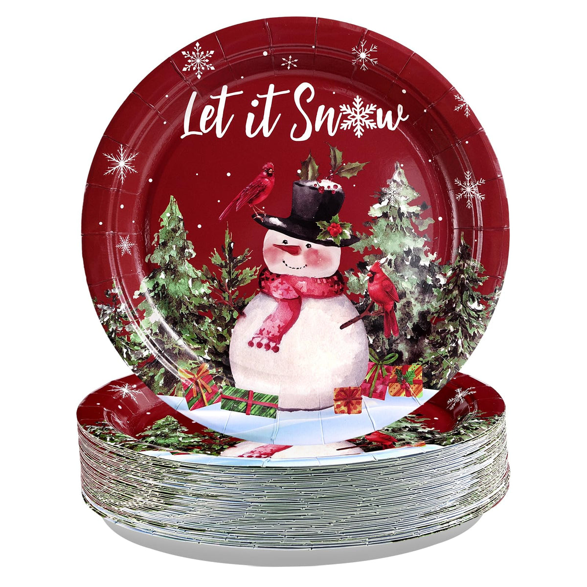 50 Pcs 9 Inch Christmas Snowman Party Paper Plates - Grencian