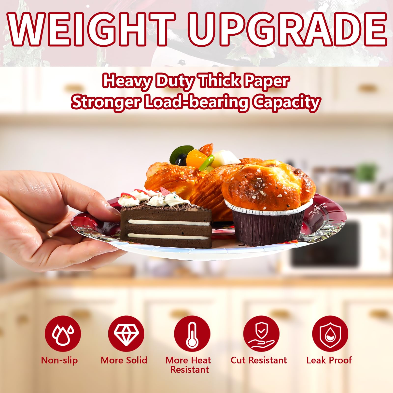 50 Pcs 9 Inch Christmas Snowman Party Paper Plates - Grencian