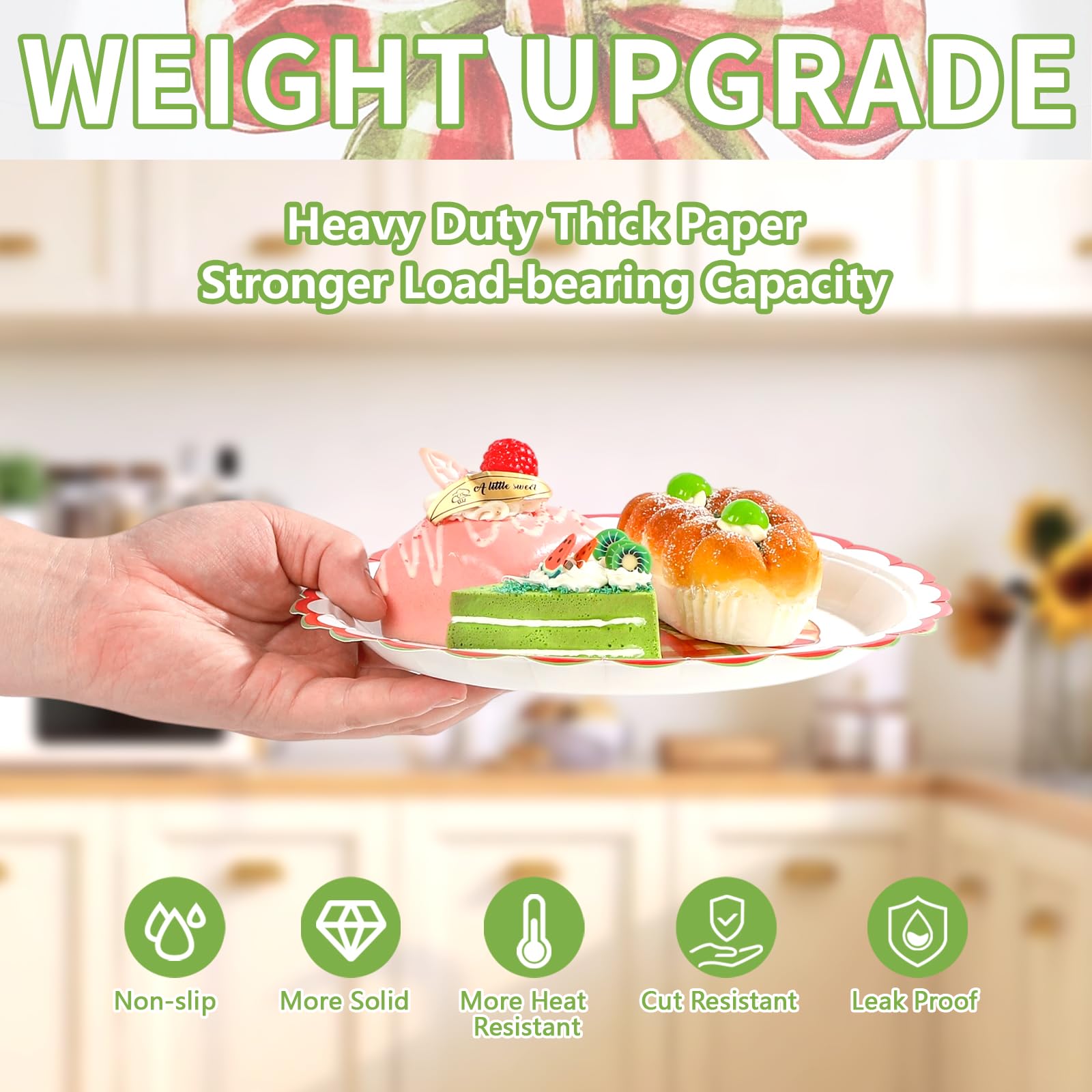 50 Pcs 9 Inch Gingham Bow Party Paper Plates - Grencian