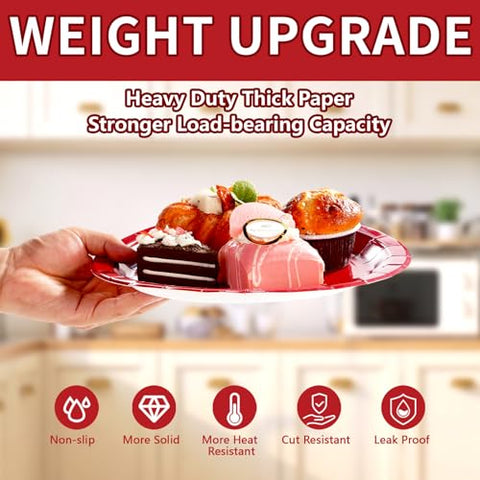 50 Pcs 10 Inch Solid Red Party Paper Plates - Grencian
