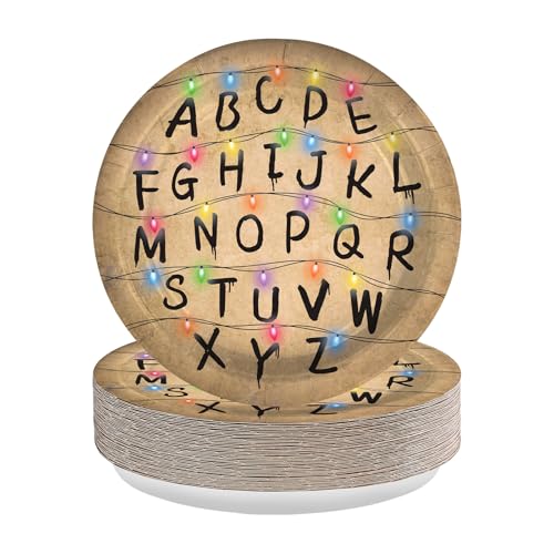 50 Pcs 9 Inch Alphabet Party Paper Plates - Grencian