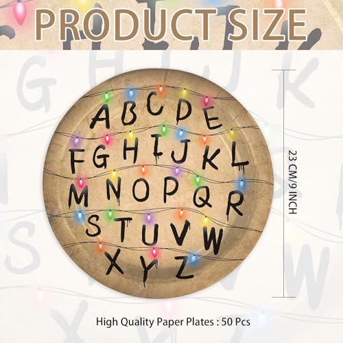 50 Pcs 9 Inch Alphabet Party Paper Plates - Grencian