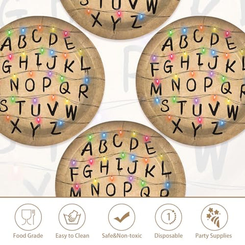 50 Pcs 9 Inch Alphabet Party Paper Plates - Grencian
